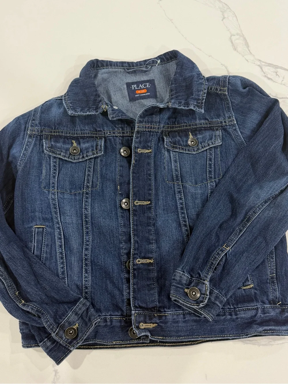 The Children’s Place Dark Wash Denim Jean Jacket Boys Size M (7/8)